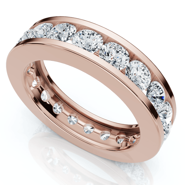 Pompeii3 2Ct Channel Set Diamond Eternity Ring 14k Gold US 7.5 2