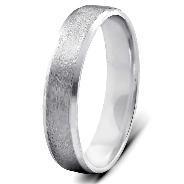 Pompeii3 10K White Gold Wedding Band Brushed US 8.5 4