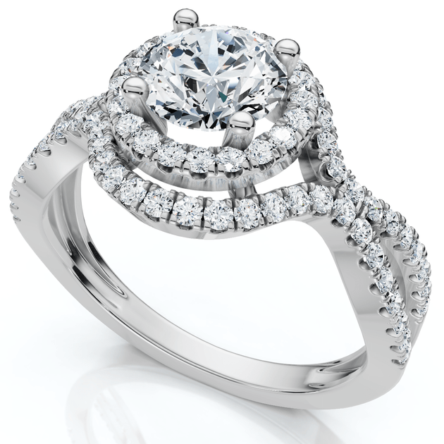 Pompeii3 Lina Diamond Halo Engagement Ring Silver US 6.5 3