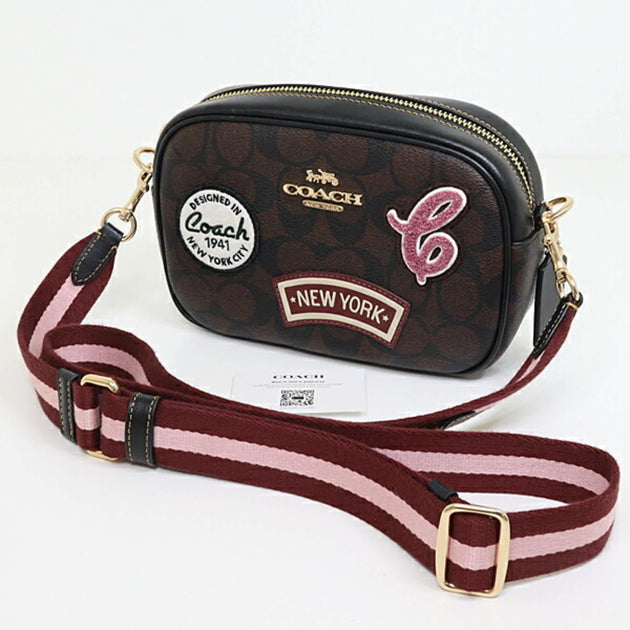 Coach Signature Line Canvas Leather Shoulder Bag Multi Small 2
