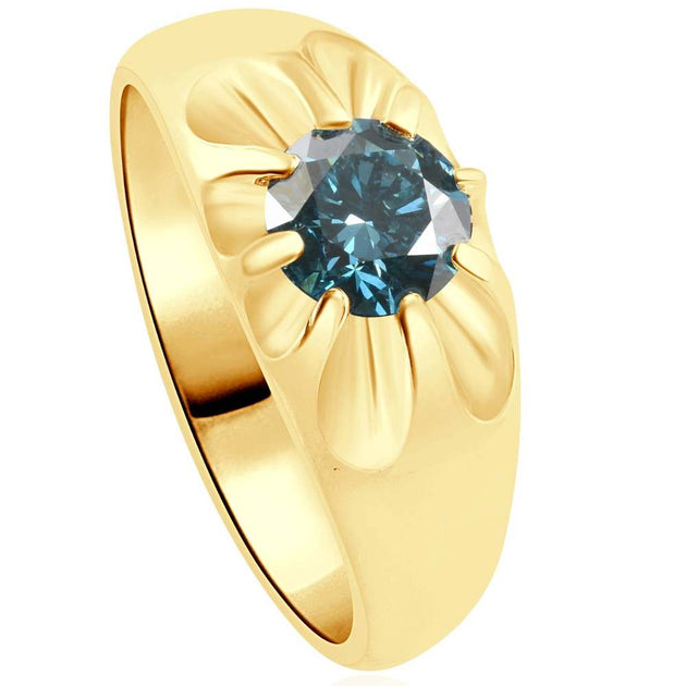 Pompeii3 Belcher Solitaire Ring Blue Gold US 10.5 5