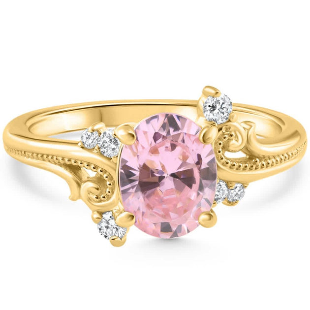 Pompeii3 Pink Topaz Diamond Ring Gold US 7.5 2