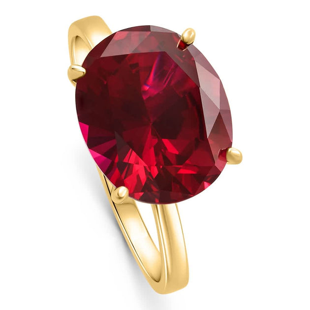 Pompeii3 Ruby Sideways Solitaire Ring 14k Yellow Gold US 6.5 4