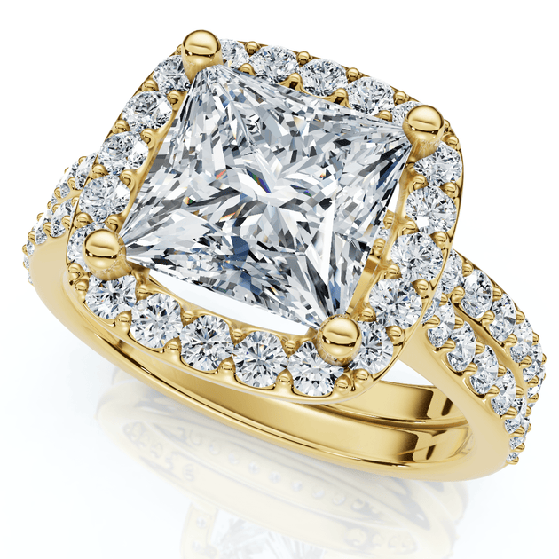 Pompeii3 Princess Cut Diamond Engagement Wedding Ring Set 14k US 4.5 2