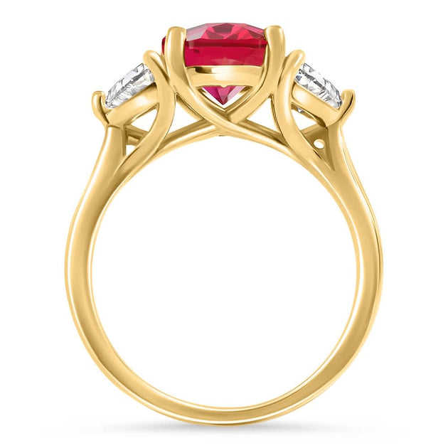 Pompeii3 Oval Ruby Half Moon Diamond Ring 14k Yellow Gold US 9 4