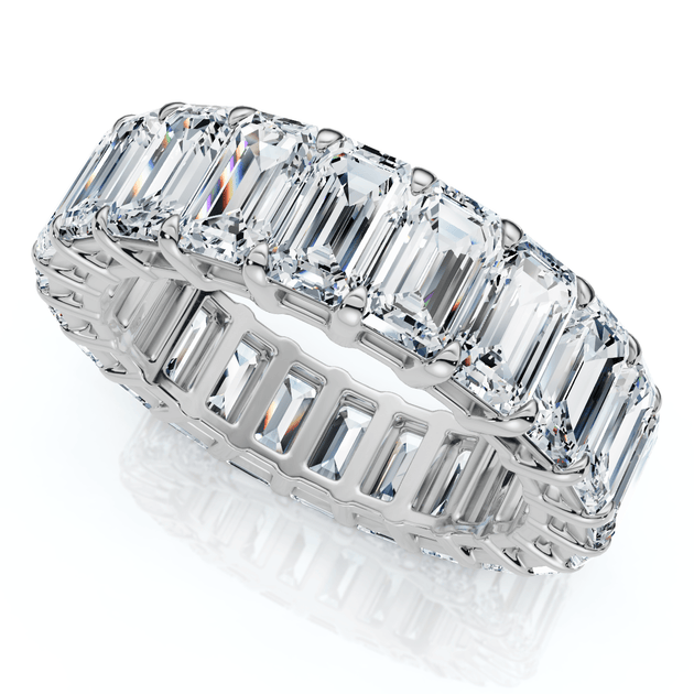 Pompeii3 6Ct Emerald Cut Diamond Eternity Ring 14k Gold US 8 2