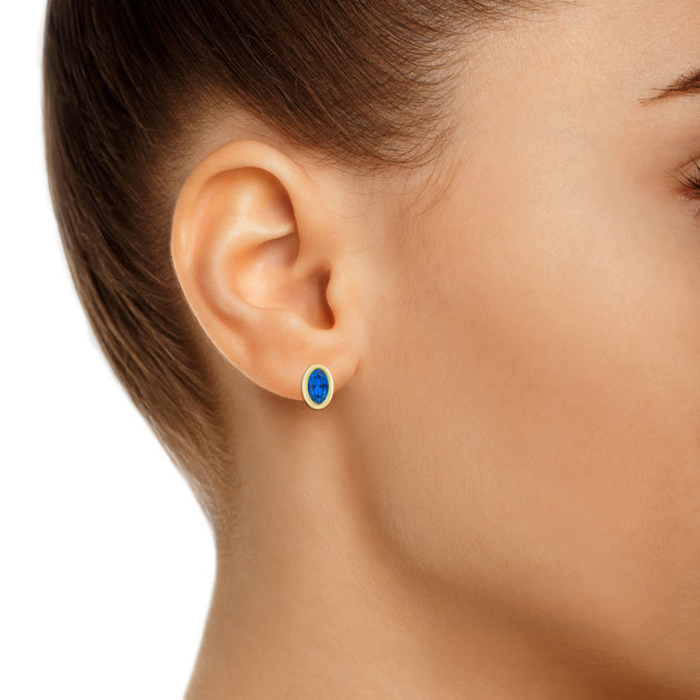 Glistening Jewels Created Sapphire Stud Earrings Multi 7