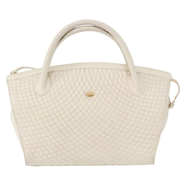 Bally Vintage Quilted Leather Handbag White Small 3