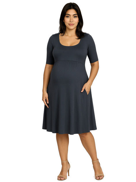 24seven Comfort Apparel Robe de Maternité Rose Plus Size 1X 2