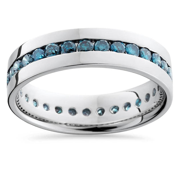 Pompeii3 1.2ct Blue Diamond Eternity Ring White Gold US 11 2