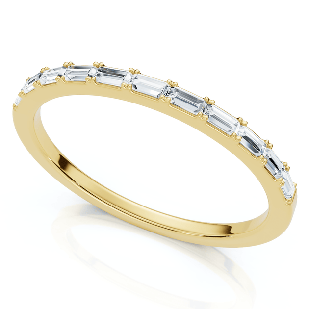 Pompeii3 Thin Baguette Diamond Stackable Wedding Ring 14k Gold US 8.5 2