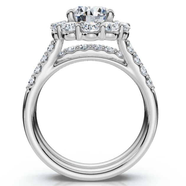 Pompeii3 Halo Diamond Engagement Wedding Ring Set 14k Gold US 8.5 3