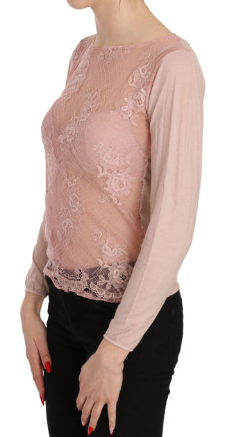 Pink Memories See Through Long Sleeve Top Pink Small 3