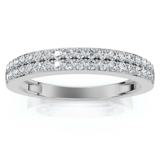 Pompeii3 1/4Ct Pave Double Row Wedding Ring Stackable Band 10k Gold US 6 4