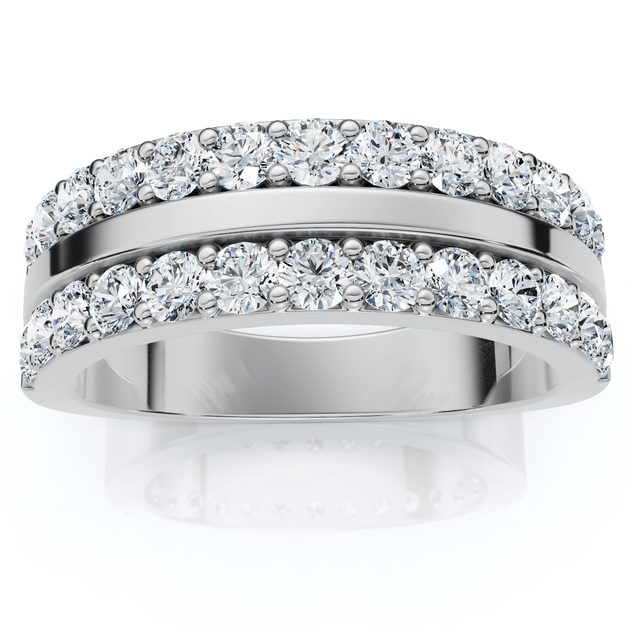 Pompeii3 1Ct Diamond Wedding Double Row Anniversary Ring Gold US 4 4