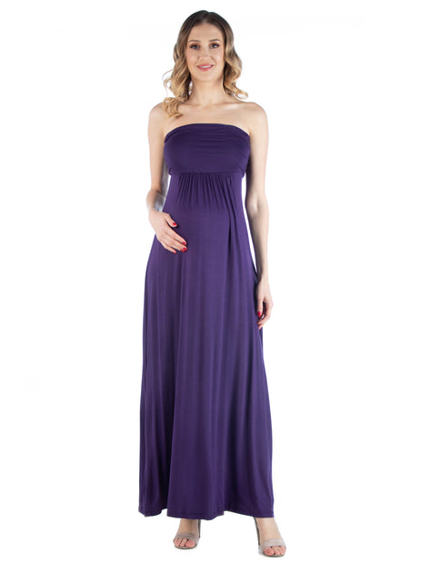 24seven Comfort Apparel Maternity Maxi Dress Multi XLarge 2