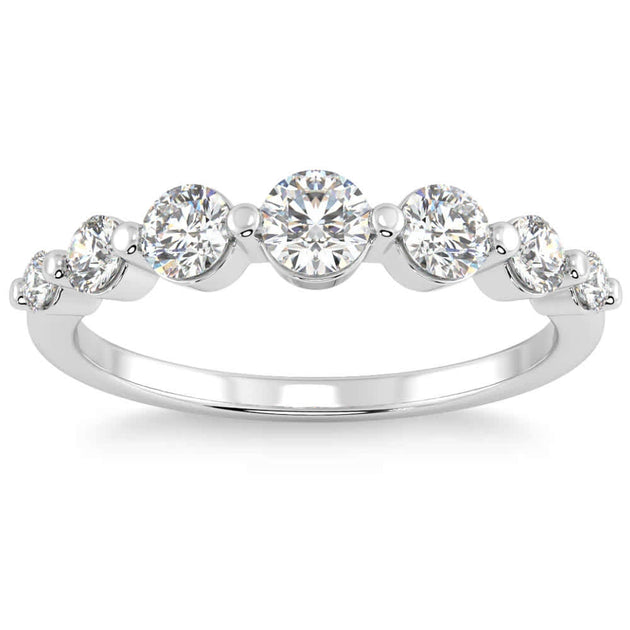 Pompeii3 1.5Ct Diamond Single Prong Graduated Wedding Ring 14k Gold Multi US 8 4