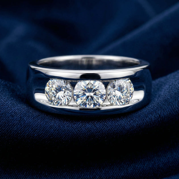 Pompeii3 Three Stone Ring White Gold US 11.5 3