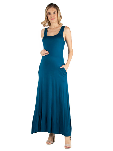 24seven Comfort Apparel Robe Longue de Maternité Bleu XLarge 2