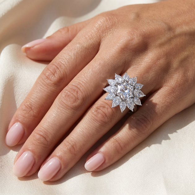 Pompeii3 Hexagon Diamond Ring 14k Gold US 8 4