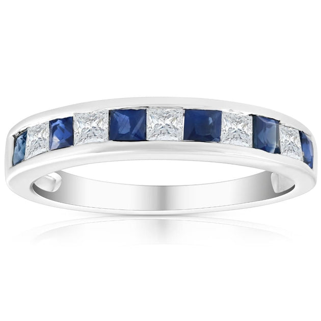 Pompeii3 Sapphire Diamond Wedding Ring White Gold US 8 2