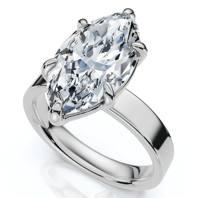 Pompeii3 Marquise Cut Cigar Band Engagement Ring 14k Gold Silver US 6.5 3