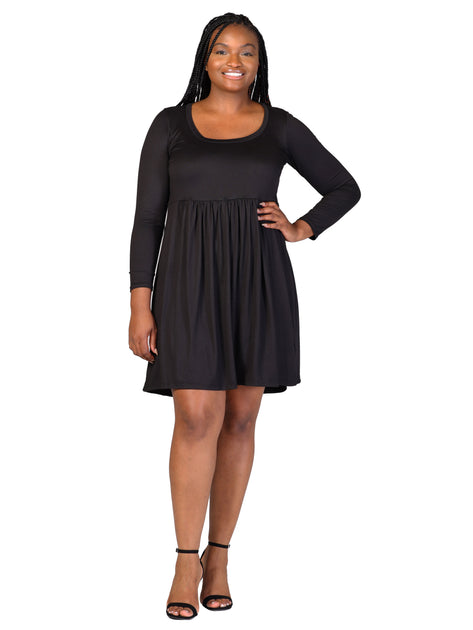 24seven Comfort Apparel Plus Babydoll Dress Grey 2X 2