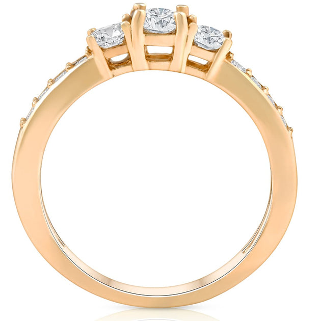 Pompeii3 Three Stone Ring Yellow Gold US 7 3