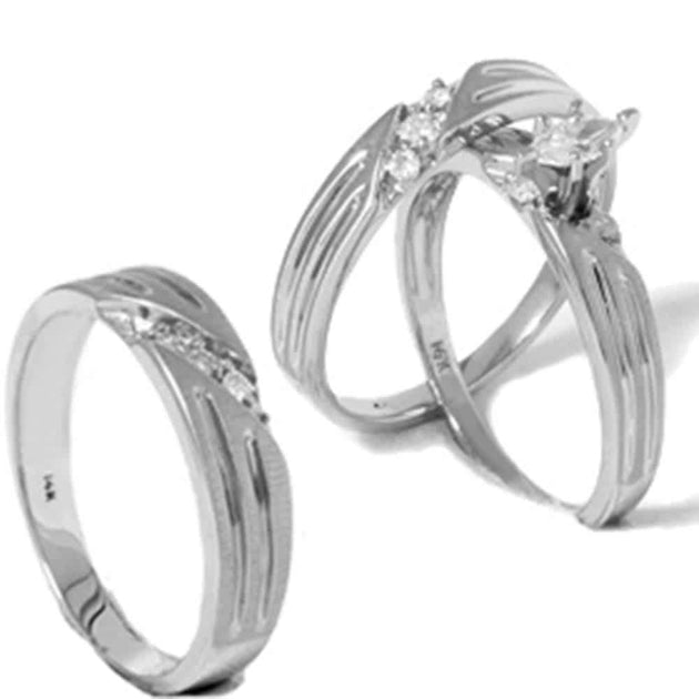 Pompeii3 Trio Bridal Ring Set 14K Gold Multi US 10 4