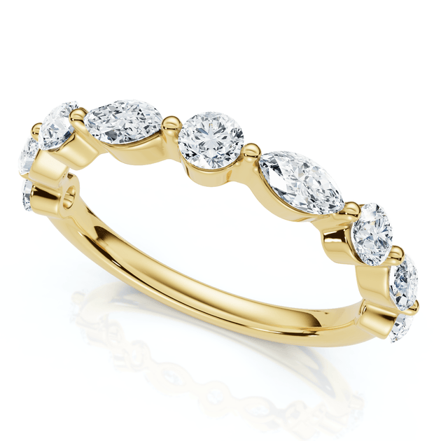 Pompeii3 Marquise & Round Diamond Stacking Band 14k Gold US 7 2