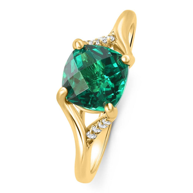 Pompeii3 Cushion Emerald and Diamond Ring 10k Gold Multi US 4.5 4