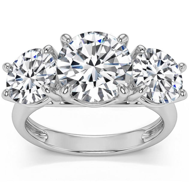 Pompeii3 Three Stone Lab Grown Diamond Engagement Ring Gold US 7.5 4