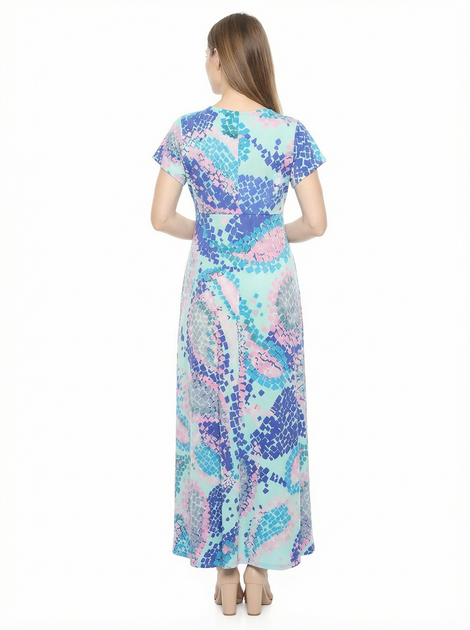 24seven Comfort Apparel Robe Longue de Maternité Abstract Col V Taille Empire Multi 1X 4