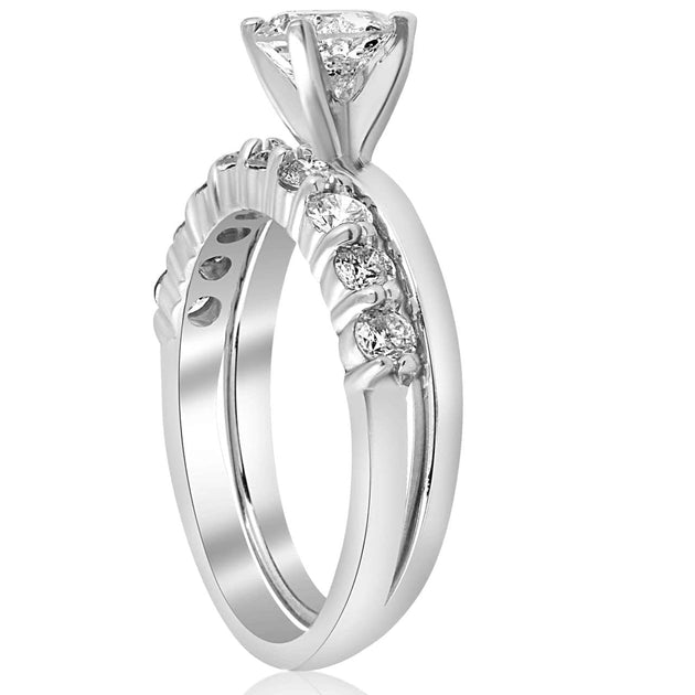 Pompeii3 1.10ct Diamond Engagement Wedding Ring Set 14k White Gold US 6.5 4