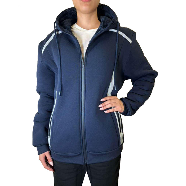 Blu Rock Relaxed Fit Shearling Lined Tech Hoodie Grey Medium 2