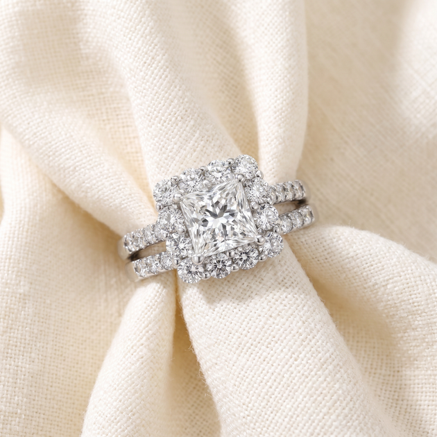 Pompeii3 Princess Diamond Engagement Ring Set 14k Gold US 8.5 3