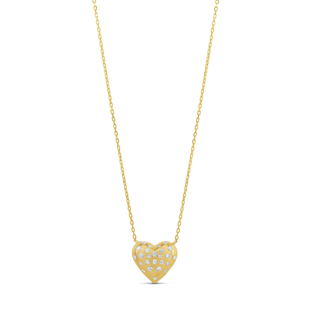 SHYMI Scattered Stone Puffy Heart Necklace Gold 3
