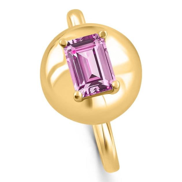 Pompeii3 Candy Button Ring Pink Topaz Yellow Gold US 4 4