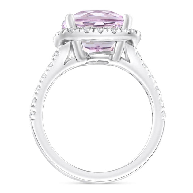 Pompeii3 6.25Ct Cushion Pink Kunzite Diamond Halo Ring 14k Gold US 4.5 3