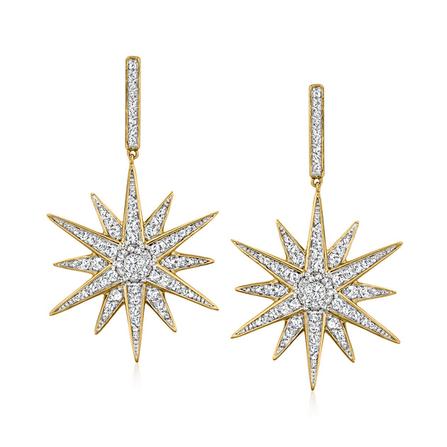 Ross-Simons Diamond Starburst Drop Earrings Silver 2