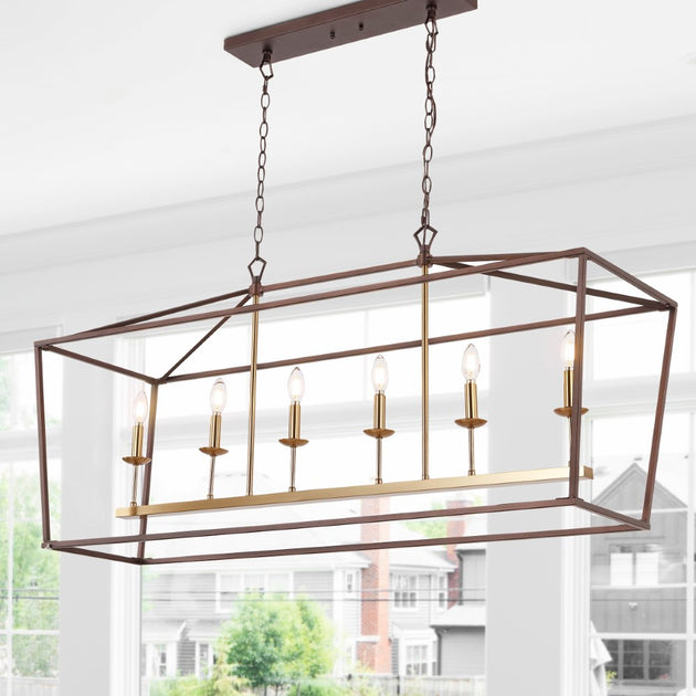 Jonathan Y Pagoda 49 Inch Linear 6-Bulb Metal LED Pendant 2