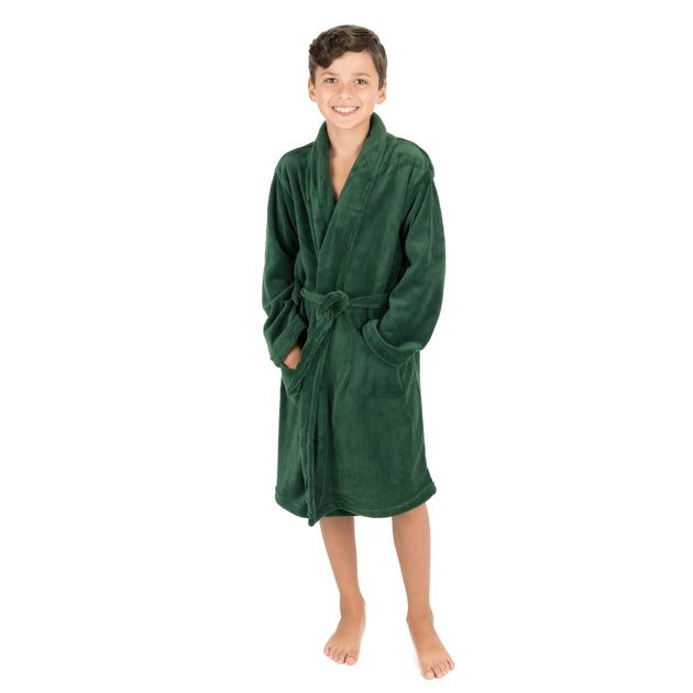 Leveret Kids Shawl Collar Fleece Robe Grey US 6 2