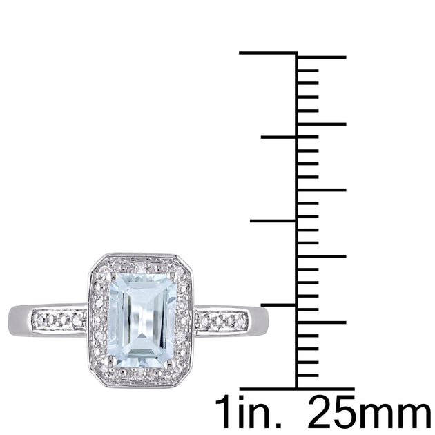 Mimi & Max Aquamarin Diamant Akzent Ring Blau US 7 4