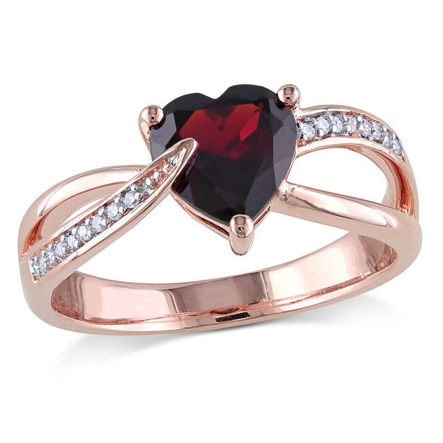 Mimi & Max Heart Shaped Garnet Ring Red US 9 2