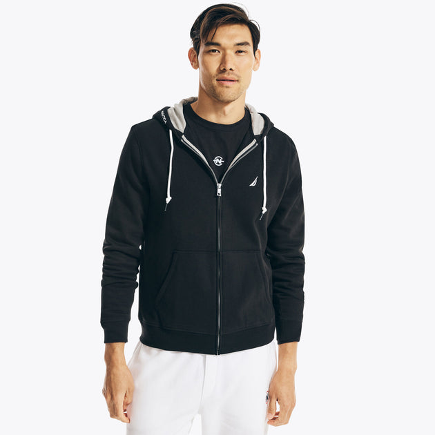 Nautica Solid Full-Zip Hoodie Grey Medium 3