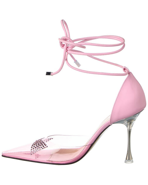Mach & Mach Crystal Square Bow Vinyl Leather Pump Pink EU 38.5 3