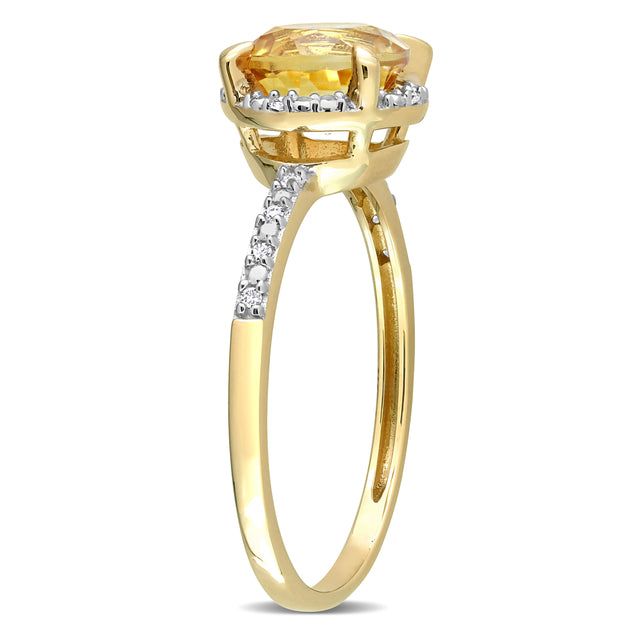 Mimi & Max Halo Diamond and Citrine Engagement Ring Gold US 6 3