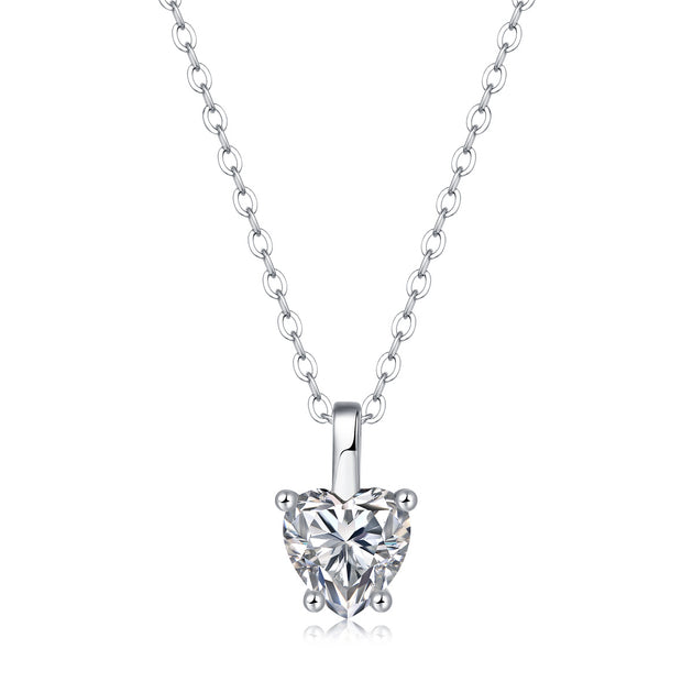Stella Valentino Heart Solitaire Pendant Necklace Silver 2