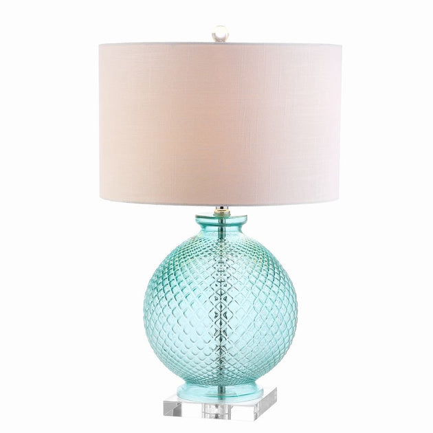 Jonathan Y Estelle 26 inch Glass LED Table Lamp Light Blue 3