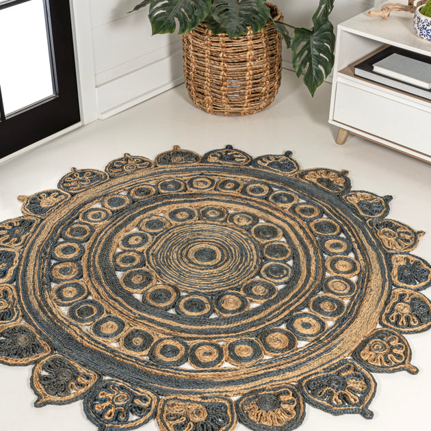 Tapis JONATHAN Y Flora Medallion Bleu/Naturel 3